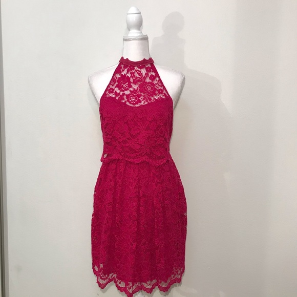 Free People Dresses & Skirts - Free People Pink Magenta Lace Halter Dress Size 4
